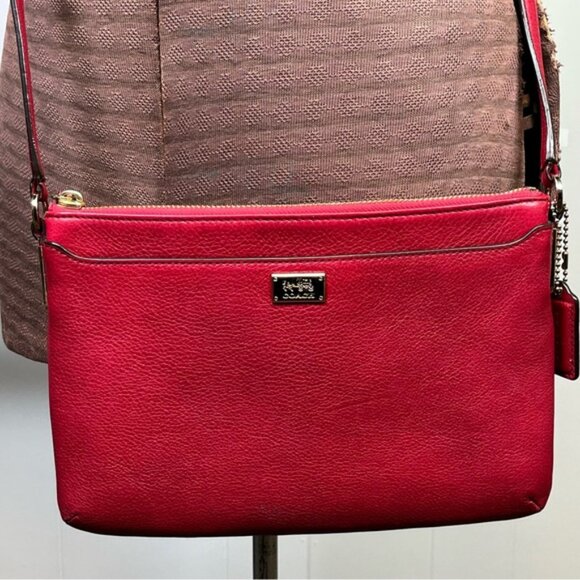 Coach Red Leather Madison East West Swingpack Crossbody Bag Purse - Picture 4 of 11